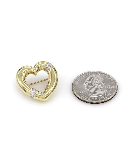 Tiffany & Co. Paloma Picasso Diamond Heart Gold Brooch